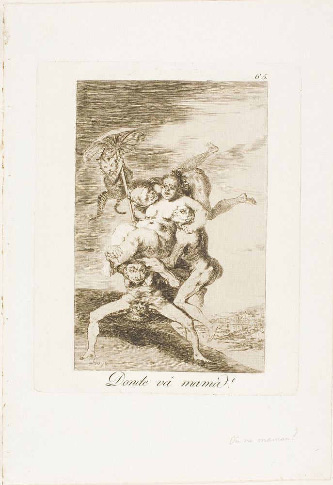 Where is Mother Going?, plate 65 from Los Caprichos by Francisco José de Goya y Lucientes