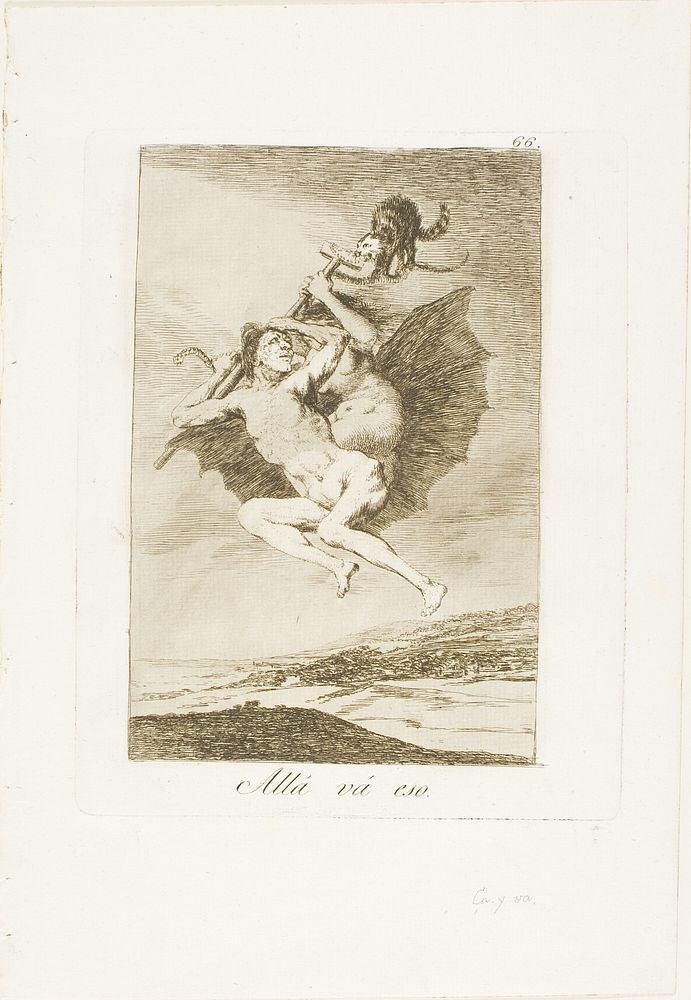 There it Goes, plate 66 from Los Caprichos by Francisco José de Goya y Lucientes