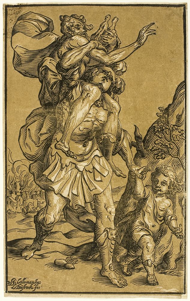 Aeneas Carrying His Father, Anchises by Ludolph Büsinck