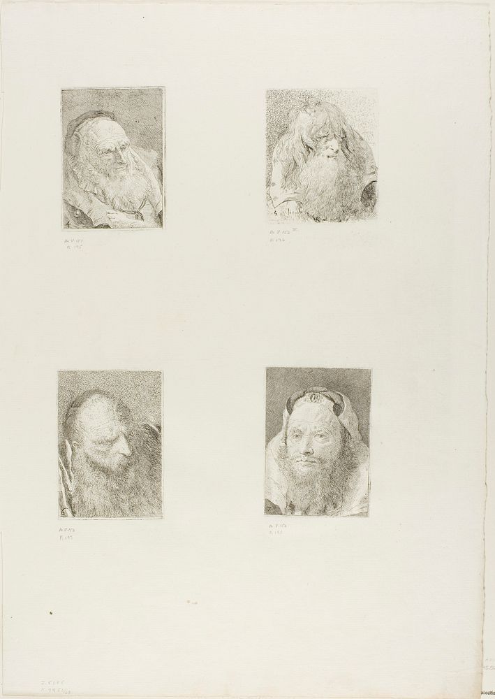 Old Man in Three Quarter View, Old Man with a Beard and Long Hair, Old Man with a Beard, and Old Man with a Beard by…