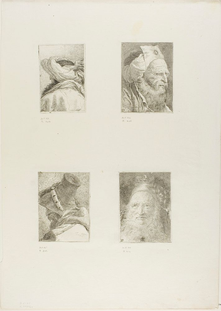 Turk Seen from Behind, Three-Quarter View of an Old Man with a Beard, Bearded Old Man with a Hat, Profile of an Old Man with…