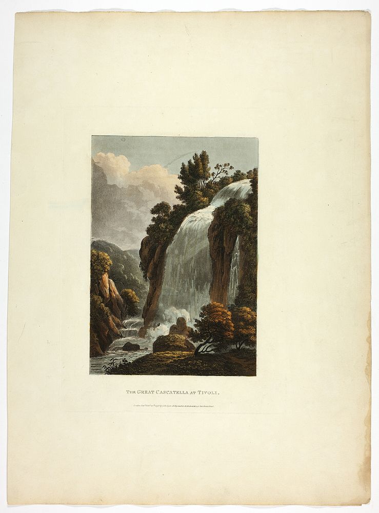 The Great Cascatella at Tivoli, plate thirteen from the Ruins of Rome by M. Dubourg