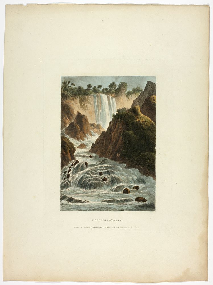 Cascade of Terni, plate fourteen from the Ruins of Rome by M. Dubourg