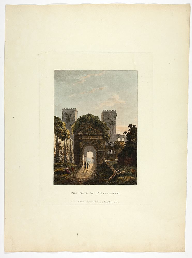 The Gate of St. Sebastian, plate seventeen from the Ruins of Rome by M. Dubourg