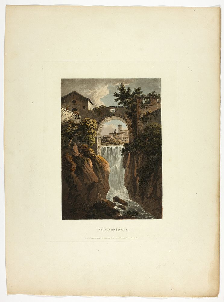 Cascade of Tivoli, plate thirty-nine from the Ruins of Rome by M. Dubourg
