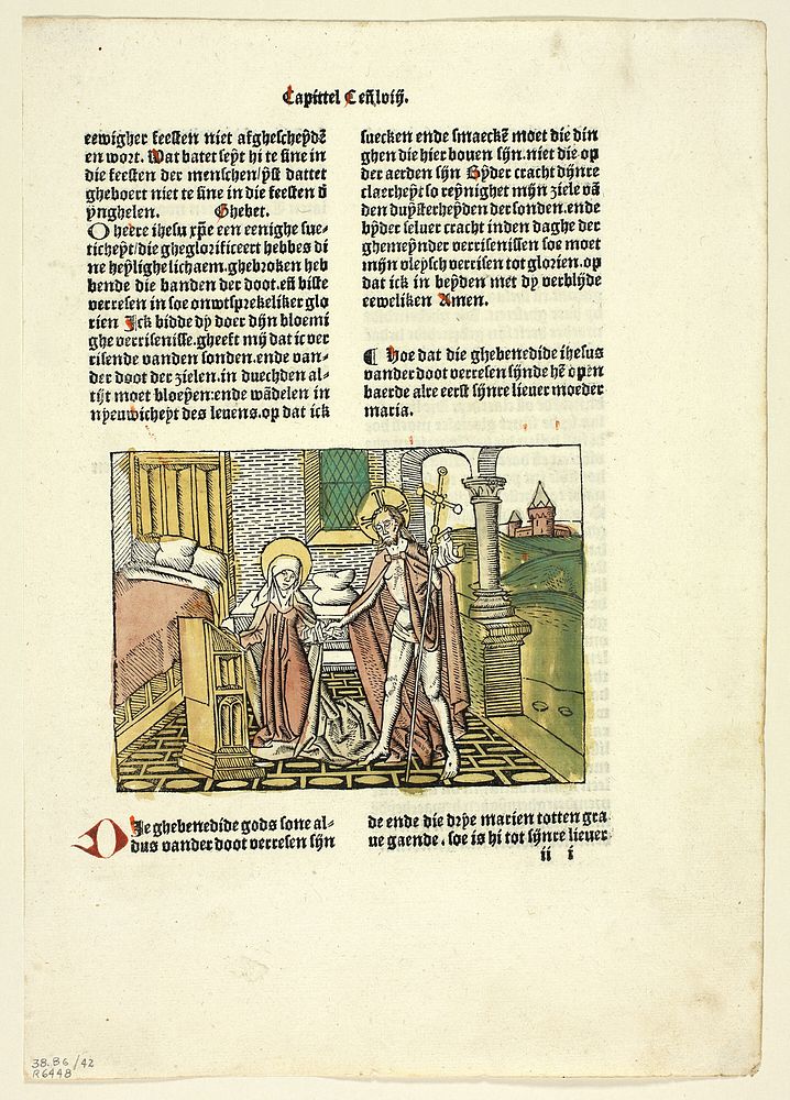 Christ Appearing to His Mother After His Resurrection from Leven Christi (Life of Christ), Plate 42 from Woodcuts from Books…