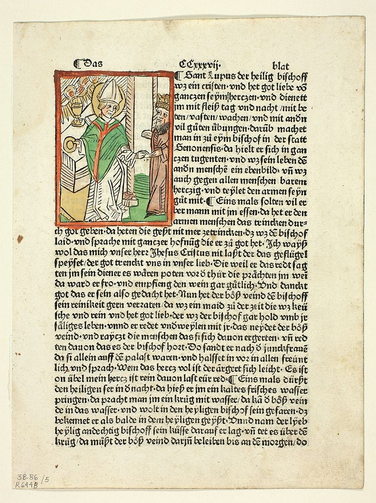 Saint Lupo from Heiligenleben (Lives of the Saints), Plate 5 from Woodcuts from Books of the 15th Century by Unknown artist…