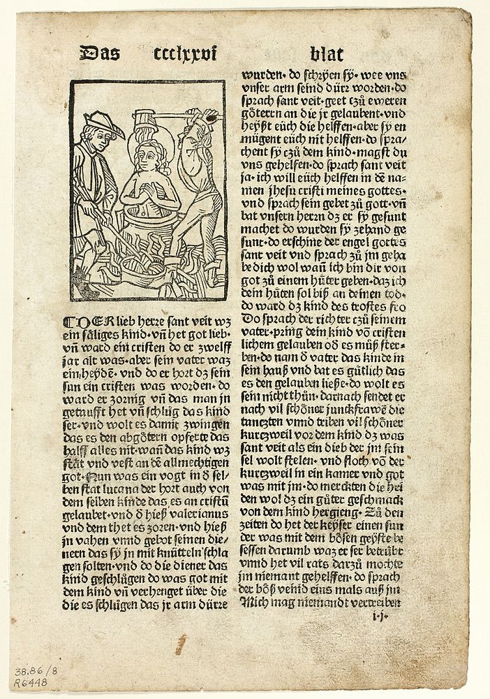 Saint Quiriaco from Heiligenleben (Lives of the Saints), Plate 8 from Woodcuts from Books of the 15th Century by Unknown…