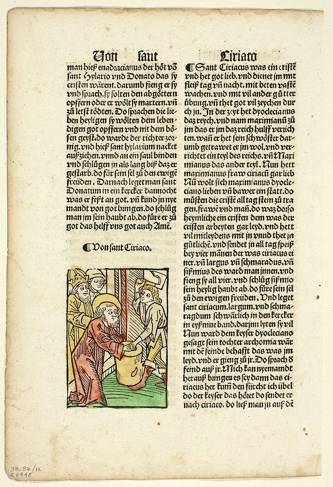 Saint Ciriaco from Heiligenleben (The Lives of Saints), Plate 12 from Woodcuts from Books of the 15th Century by Unknown…