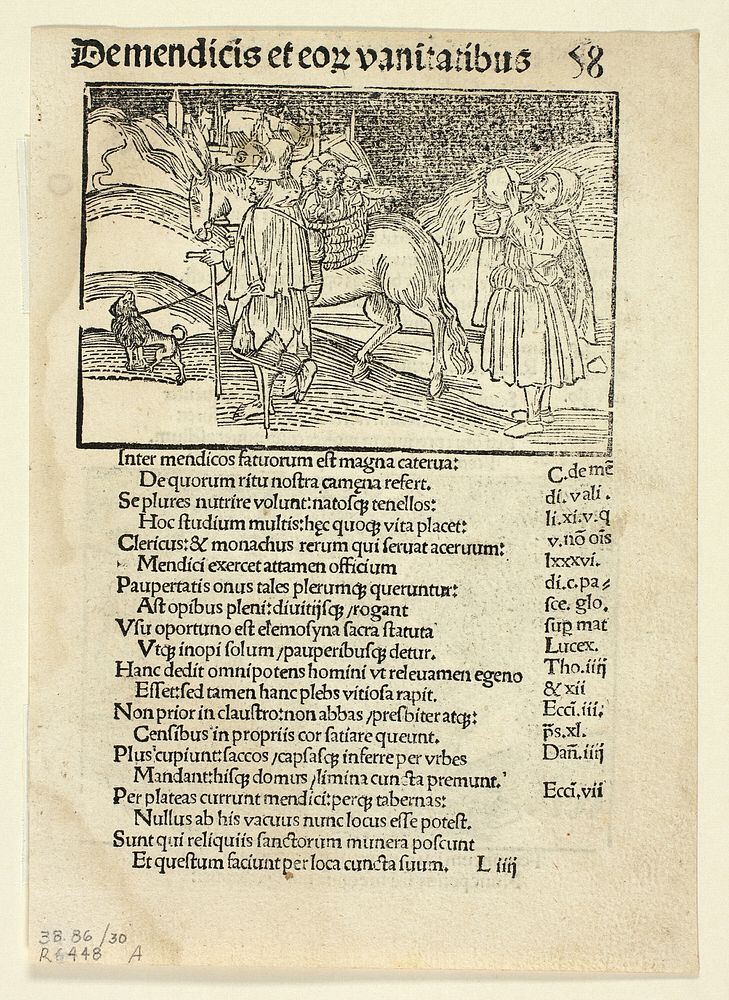 Beggars and Their Vanities (recto) and Of Irate Women (verso) from Navis Stultifera (Ship of Fools), Plate 30 from Woodcuts…