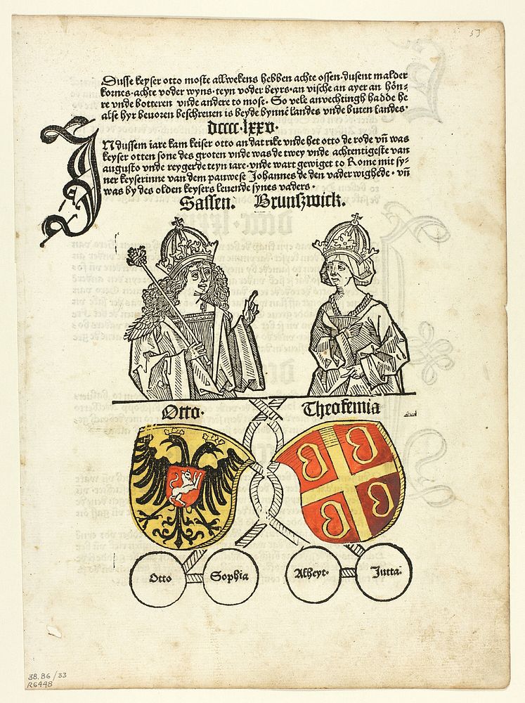 Duke Otto of Saxony and his Wife, Theokemia from Sachsen-Chronik (Saxon Chronicle), Plate 33 from Woodcuts from Books of the…