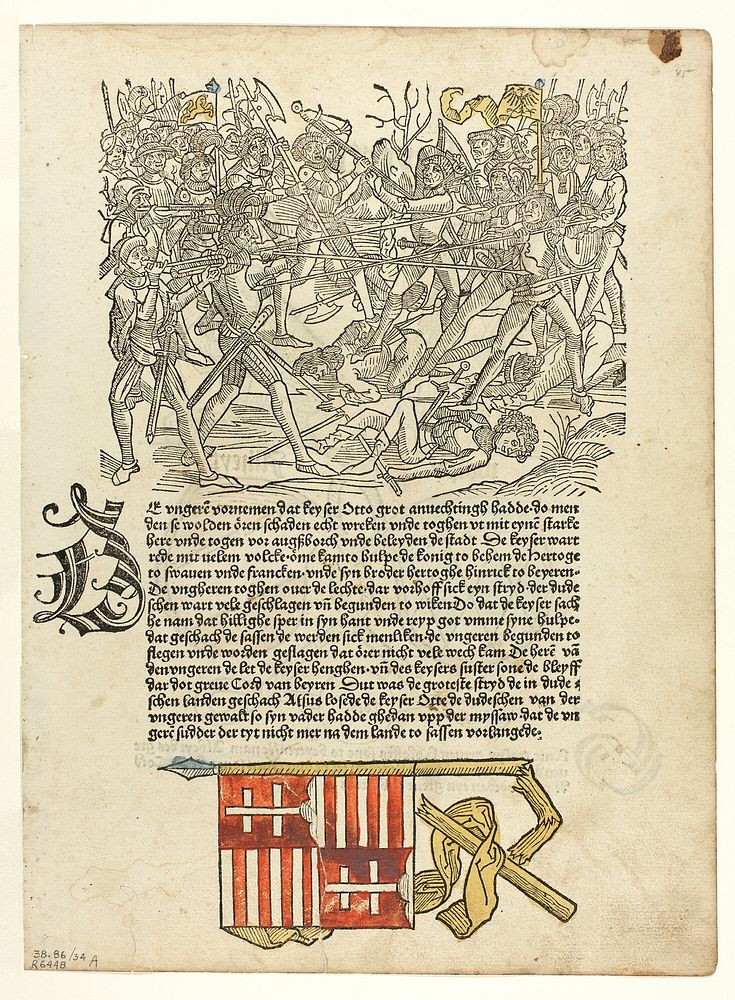 The Battle of Lechfeld (recto) and Duke Wolpy of Bavaria and His Wife, Atheyt (verso) from Sachsen-Chronik (Saxon…