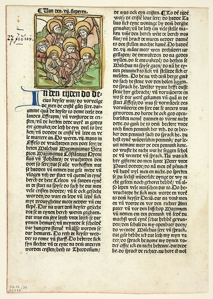 The Seven Sleepers from Der Heiligen Leben, Sommerteil (Lives of the Saints, Summertime), Plate 39 from Woodcuts from Books…