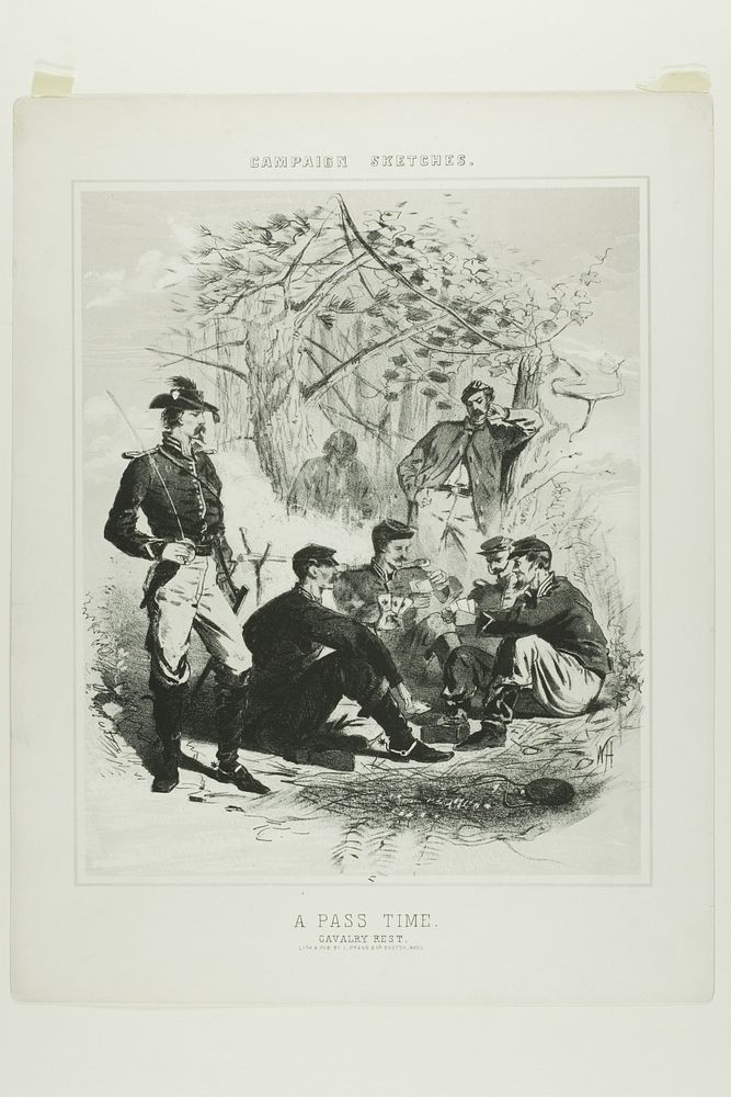 Campaign Sketches: A Pass Time - Cavalry Rest by Winslow Homer