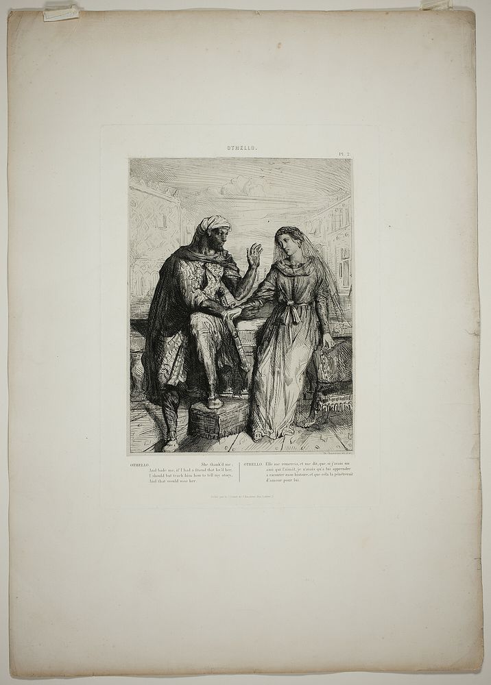 She Thank'd Me, plate two from Othello by Théodore Chassériau
