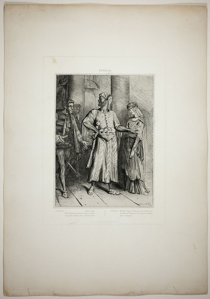 Honest Iago, my Desdemona must I leave to thee, plate four from Othello by Théodore Chassériau
