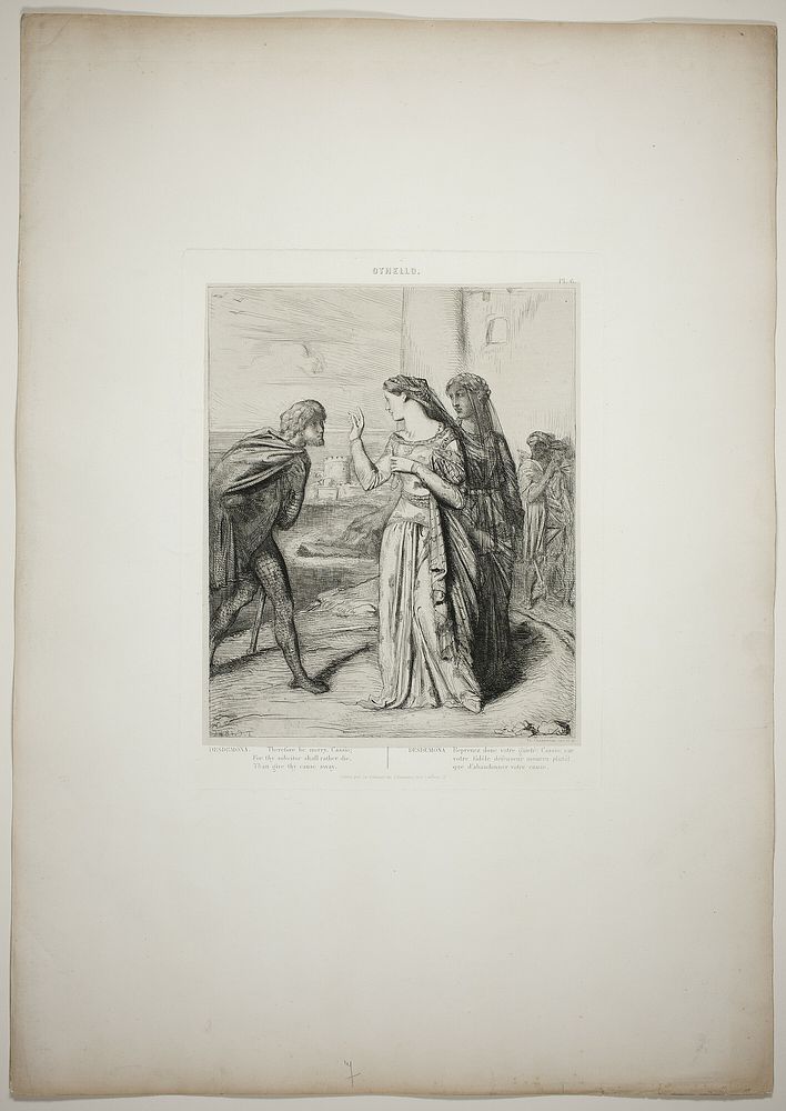 Therefore be merry, Cassio, plate six from Othello by Théodore Chassériau