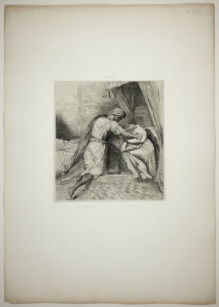 He Smothers Her, plate thirteen from Othello by Théodore Chassériau