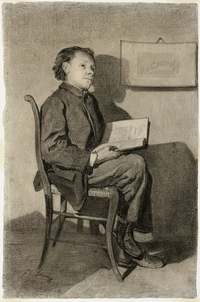 Boy Reading (Jeune Garçon Lisant) by François Bonvin