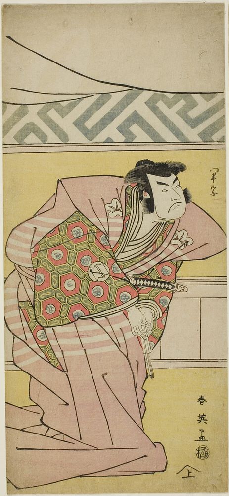 Actor Sawamura Sôjûrô III as Oda Kazusanosuke Harunaga in “Muromacho Chronicle in Kana Script” (“Kanagaki Muromachi bundan”)…