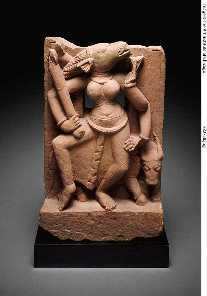 Dancing Mother Goddess Varahi with Mace and Bull