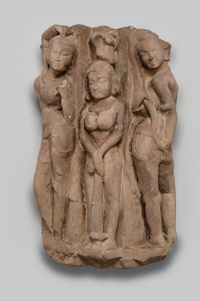 Two Beautiful Women (Surasundari) Dressing with an Attendant