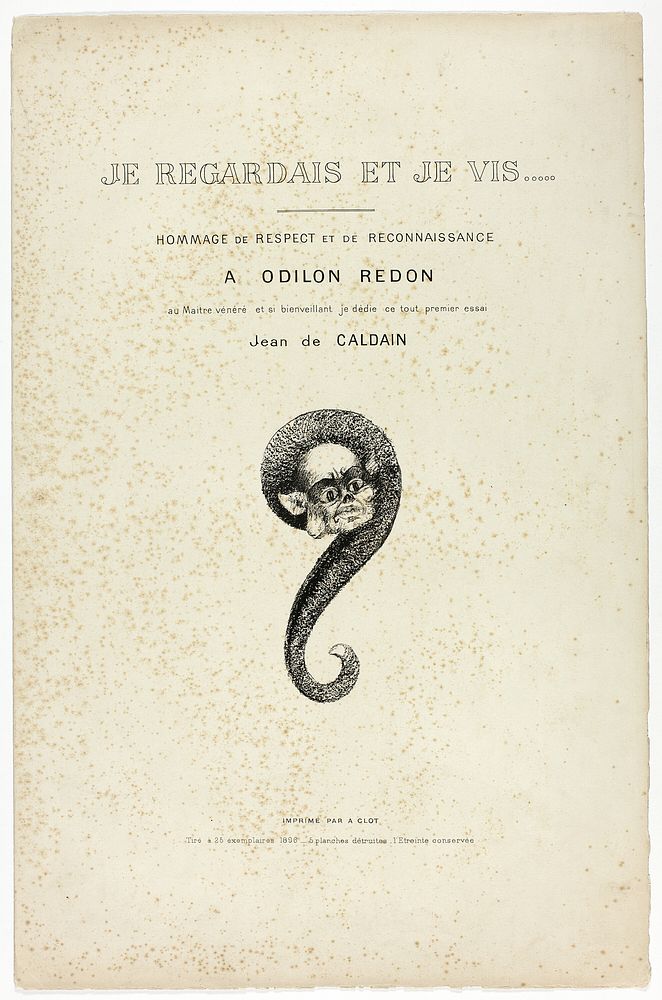 Title Page, from Je regardais et je vis... by Jean Caldain