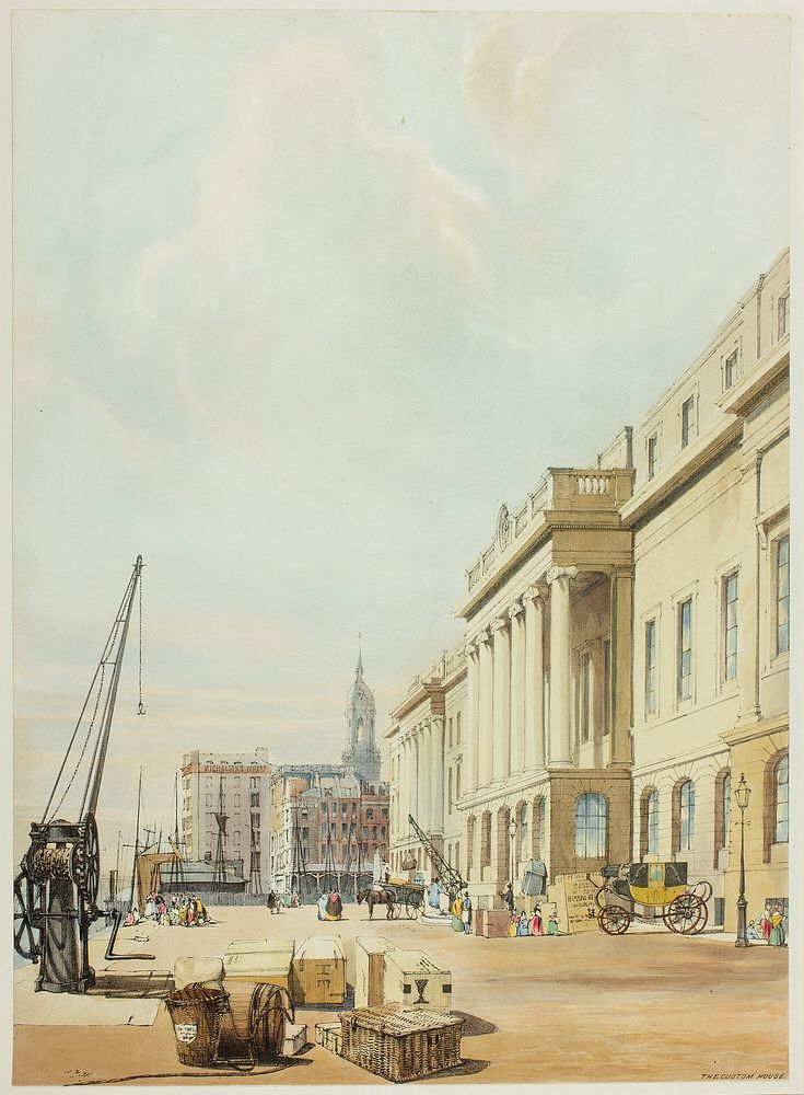 The Custom House, plate three from Original Views of London as It Is by Thomas Shotter Boys