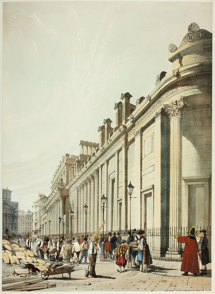 The Bank Looking Towards the Mansion House, from Original Views of London as It Is by Thomas Shotter Boys