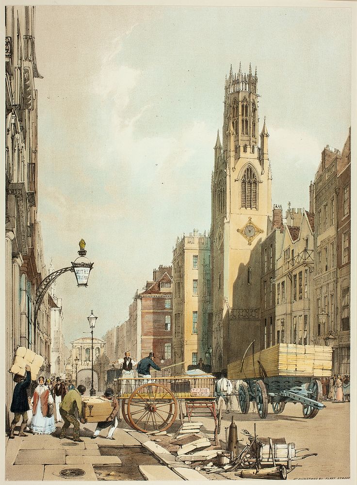 St. Dunstans Fleet Street, plate 23 from Original Views of London as It Is by Thomas Shotter Boys