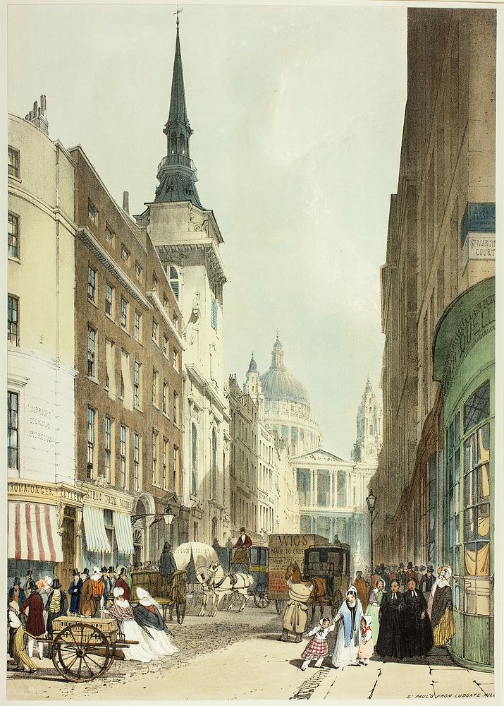 St. Paul's from Ludgate Hill, plate 24 from Original Views of London as It Is by Thomas Shotter Boys
