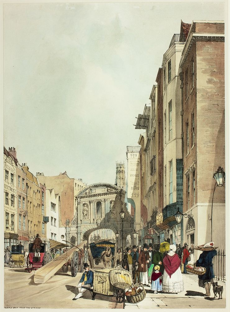 Temple Bar from The Strand, plate 22 from Original Views of London as It Is by Thomas Shotter Boys