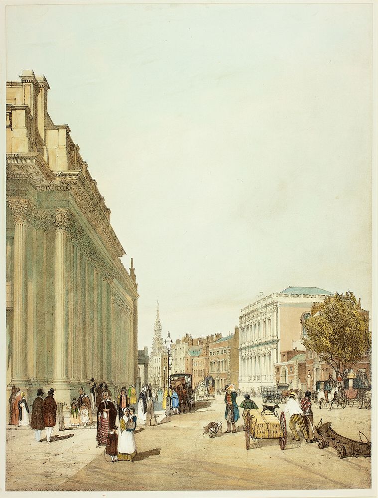 Board of Trade, Whitehall, from Downing Street, plate eight from Original Views of London as It Is by Thomas Shotter Boys