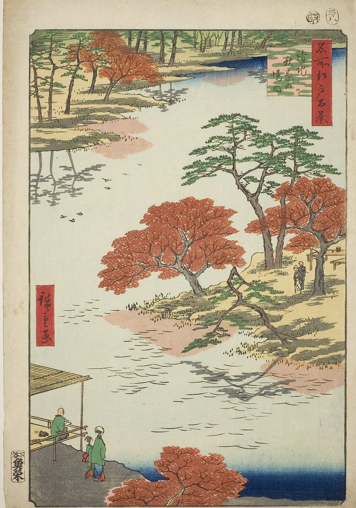 Precints of the Akiba Shrine, Ukeji (Ukeji Akiba no keidai), from the series "One Hundred Famous Views of Edo (Meisho Edo…