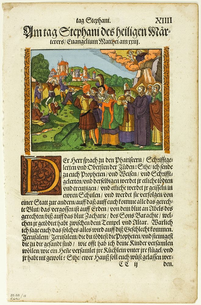 New Testament Scene, plate thirteen from Woodcuts from Books of the XVI Century by Monogrammist S.G.