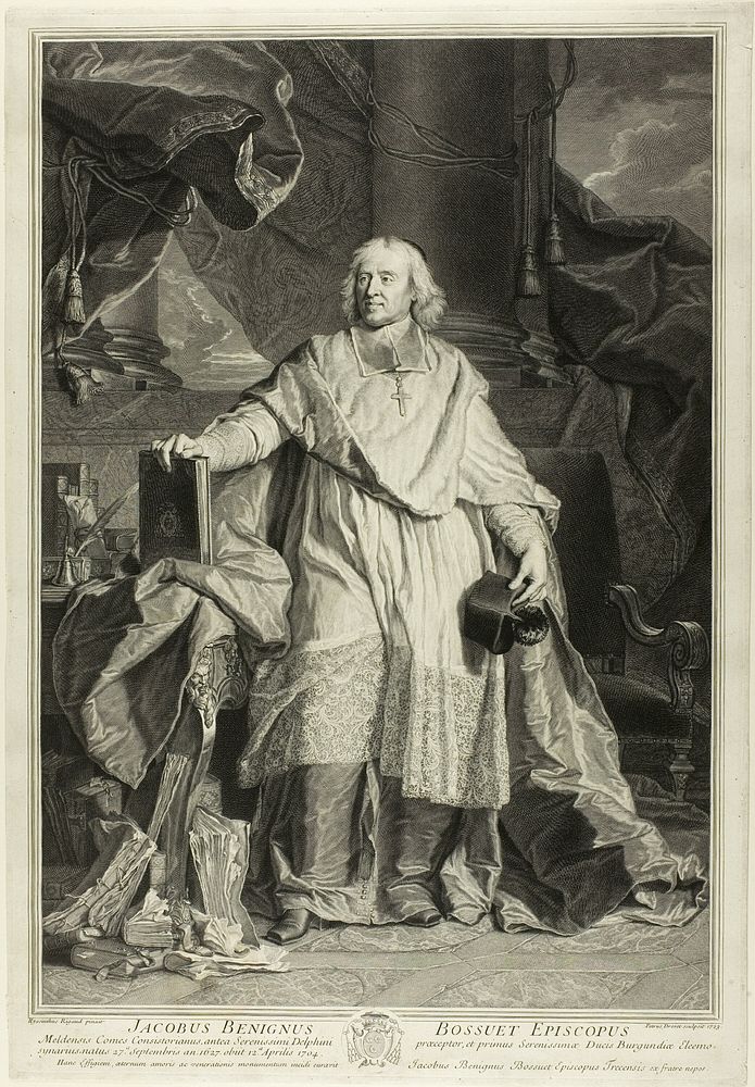 Portrait of Jacques Bénigne Bossuet, Bishop of Meaux by Pierre-Imbert Drevet