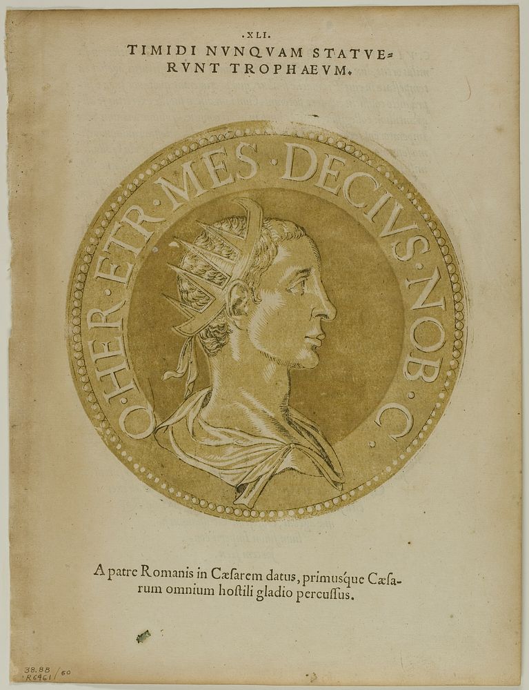 Emperor Decius from Icones Imperatorum Romanorum, plate 60 from Woodcuts from Books of the XVI Century by Hubert Goltzius