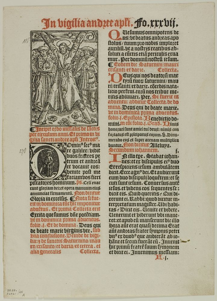 Crucifixion of Saint Andrew from Missale Monasteriense, plate 65 from Woodcuts from Books of the XVI Century by Unknown…