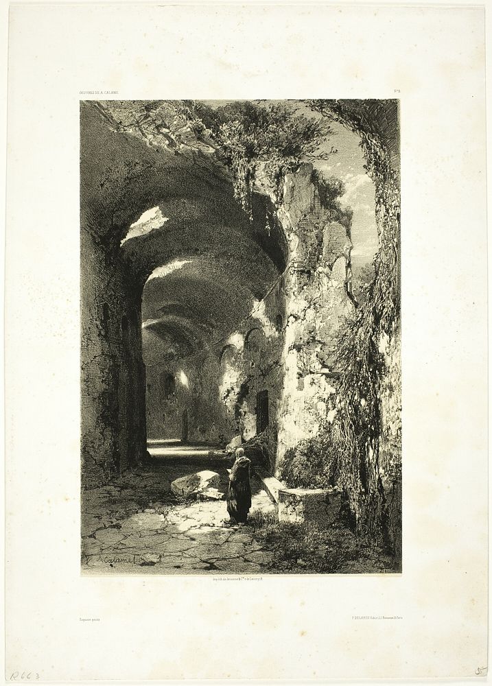 Ruin of an Amphitheatre at Pouzzoles (Kingdom of Naples), plate 9 from Oeuvres de A. Calame by Alexandre Calame