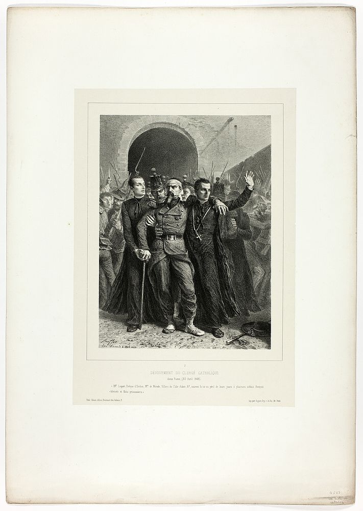 Devotion of the Catholic clergy in Rome, April 30, 1849, from Souvenirs d’Italie: Expédition de Rome by Denis Auguste Marie…