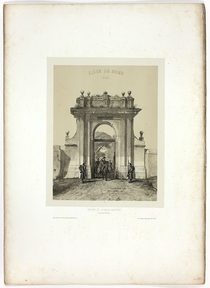 Entering the Villa Santucci, from Souvenirs d’Italie: Expédition de Rome by Denis Auguste Marie Raffet