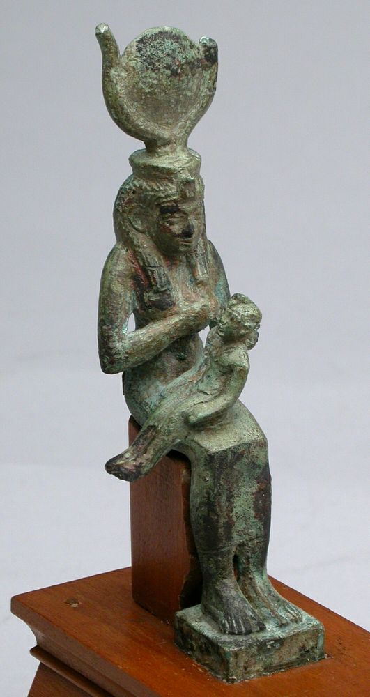 Statuette of the Goddess Isis Holding the God Horus by Ancient Egyptian