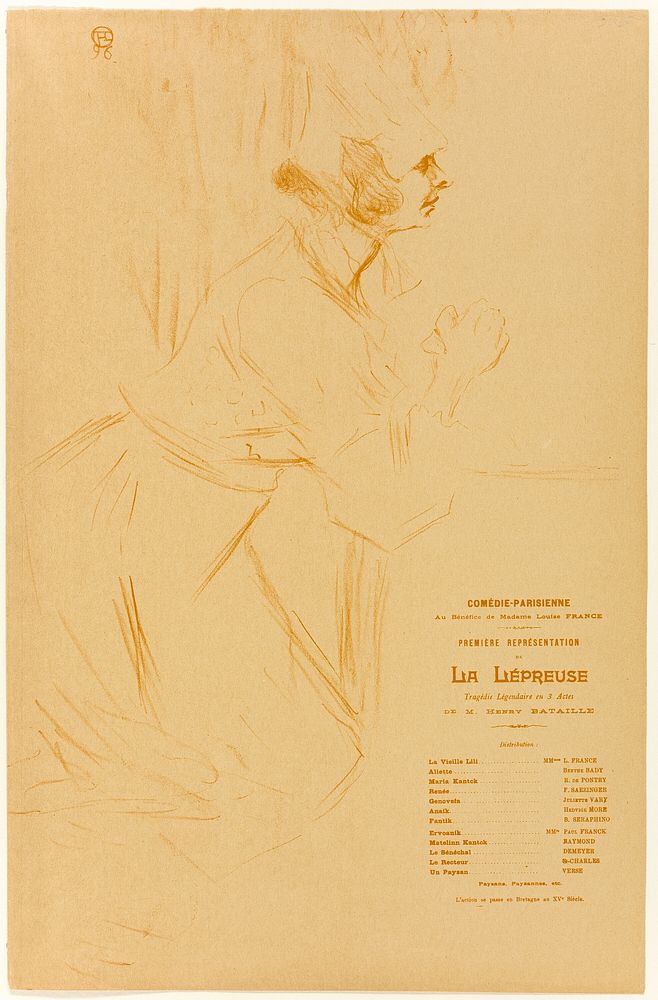 Program for La Lépreuse by Henri de Toulouse-Lautrec