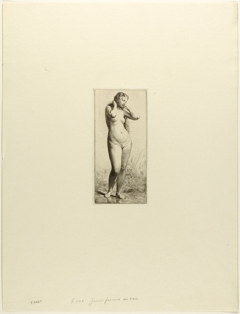 Young Woman Bathing by Charles Émile Jacque