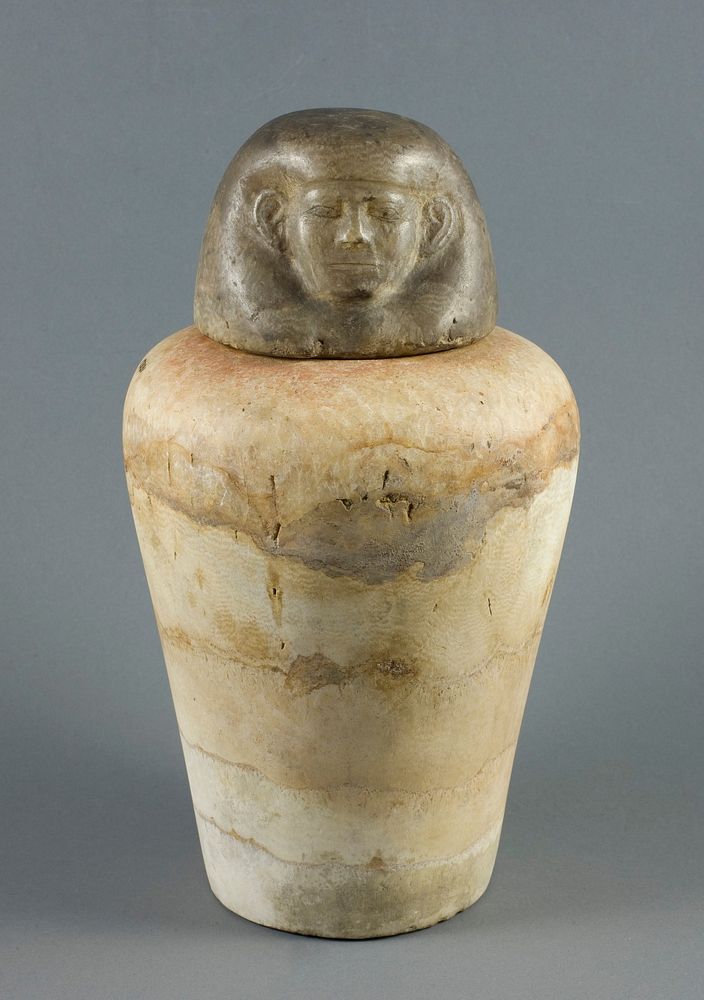Canopic Jar with Human Head Lid by Ancient Egyptian