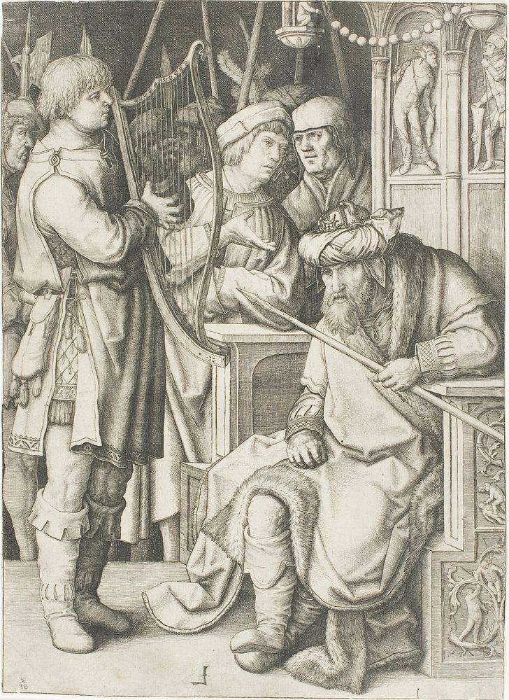 David Playing the Harp Before Saul by Lucas van Leyden