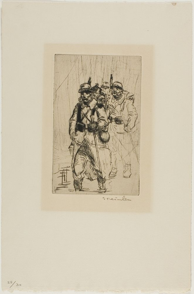 Three Soldiers Walking by Théophile-Alexandre Pierre Steinlen