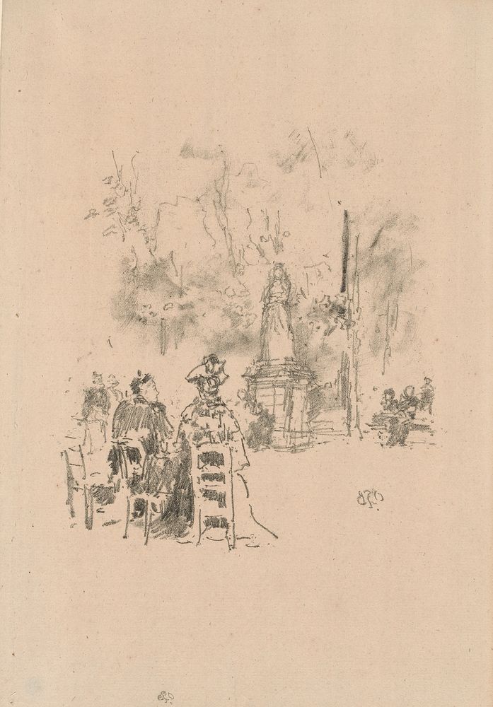 Conversation under the Statue, Luxembourg Gardens by James McNeill Whistler