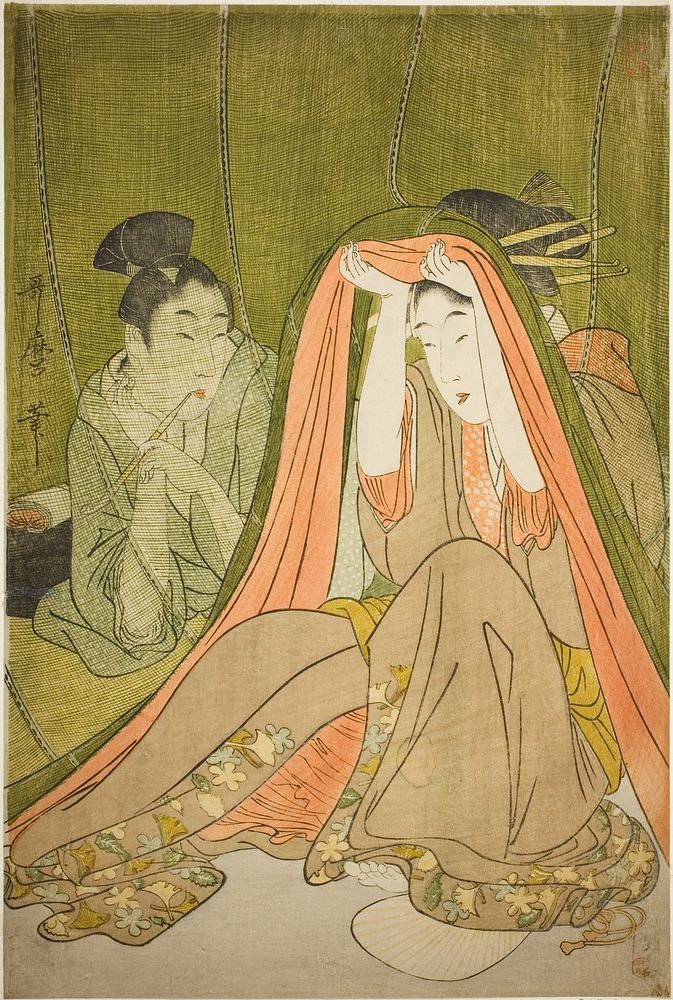 Emerging from a Mosquito Net by Kitagawa Utamaro