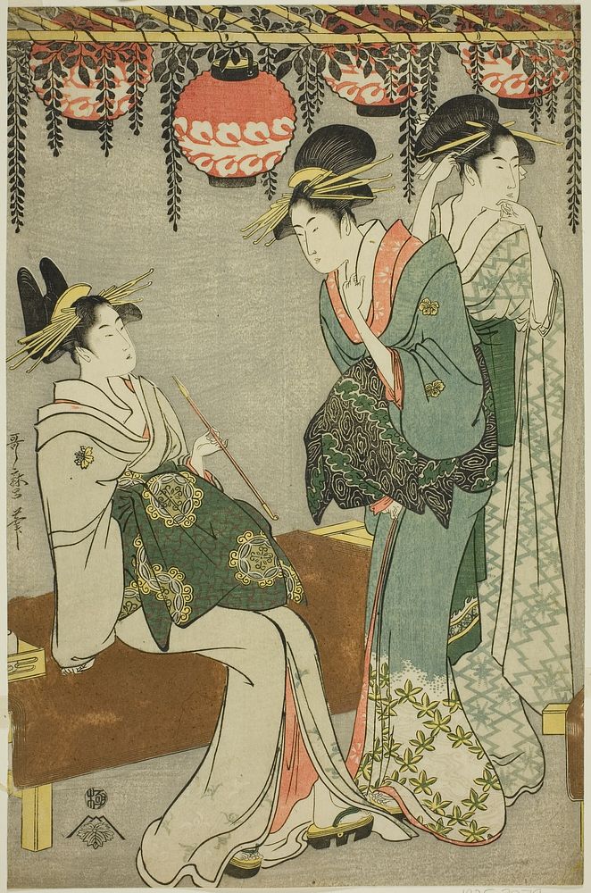 Courtesans beneath Wisteria Arbor by Kitagawa Utamaro